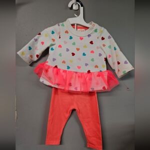Cat & Jack Multicolor Heart Set with Pink Tutu and Leggings